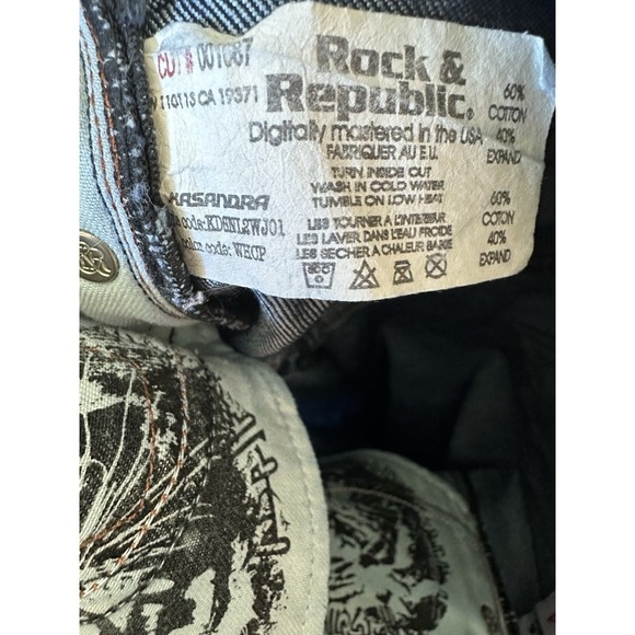 Vintage Y2K Rock & Republic Kasandra Jeans Women 24 Bootcut Dark Wash USA Made - Picture 11 of 11
